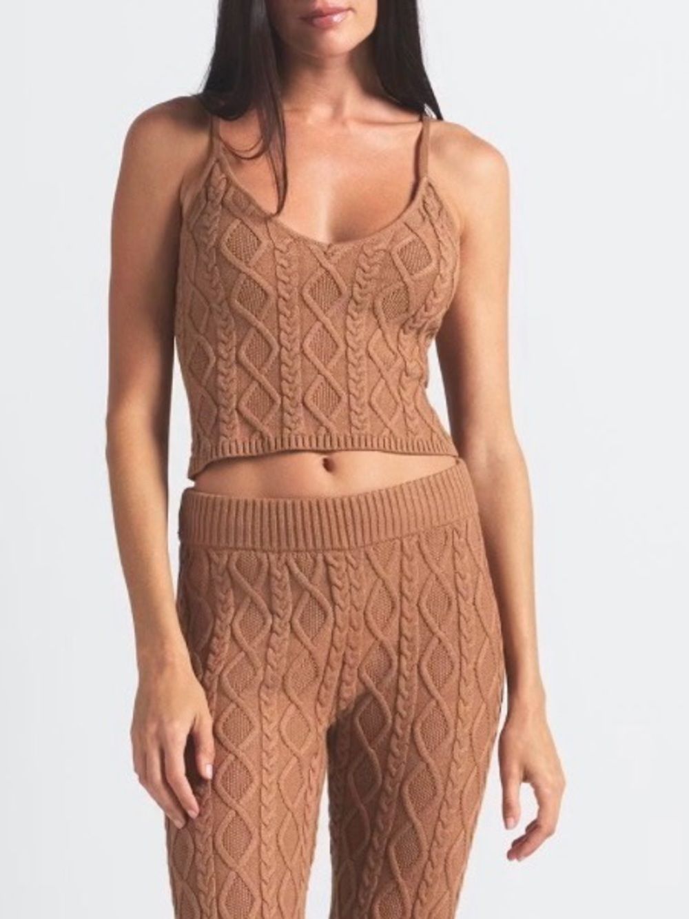Skims Snow Bunny Shop Cable Knit Tank Dark Honey Medium